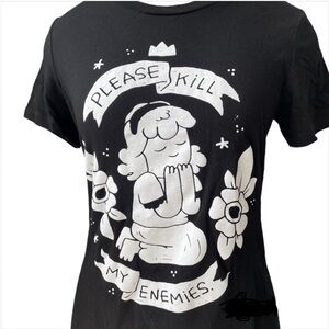 Black Graphic Tee with White Print